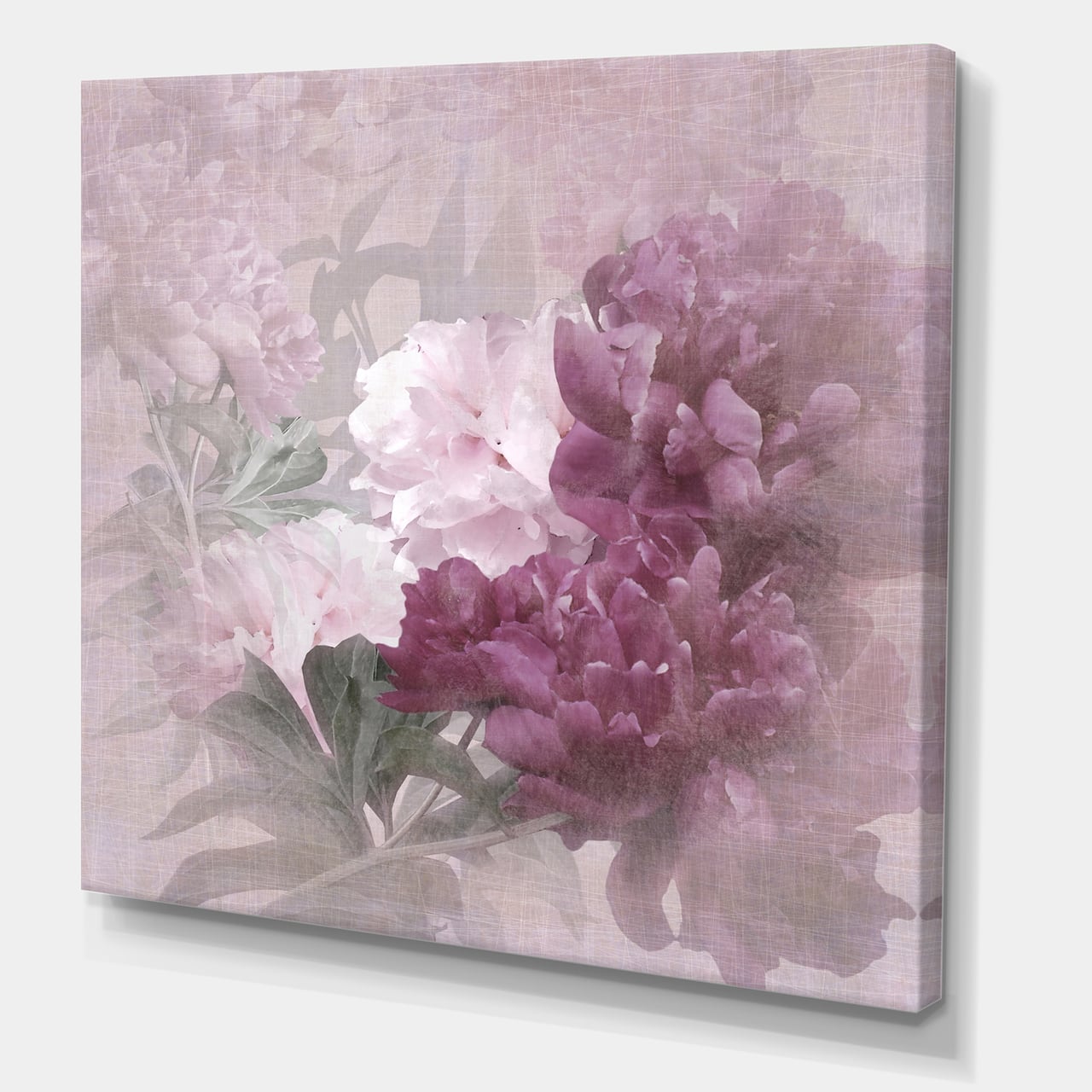 Designart - Vintage Purple and Pink Flowers II - Traditional Canvas Wall Art Print